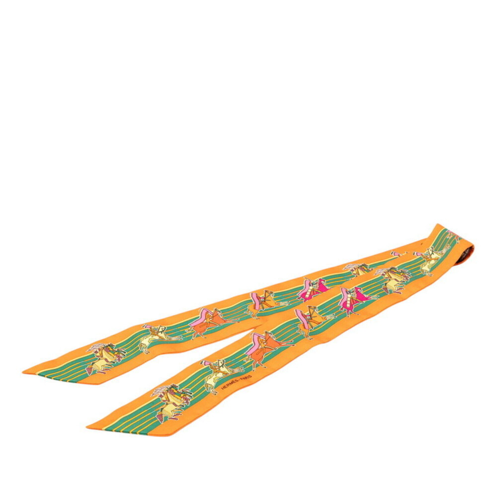 Hermes Carre 90 Pani La Shar Pawnee Chief Scarf Muffler Orange Multicolor Sil...
